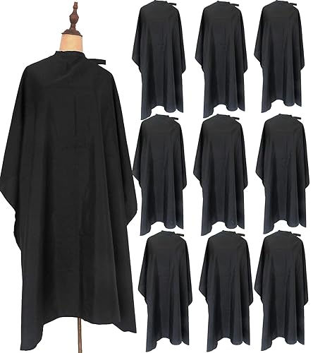 Miniatura 7 de Capa de corte de pelo negro para peluquería de peluquería impermeable para clientes, hombres y adultos (8PCS-capas de peluquero)