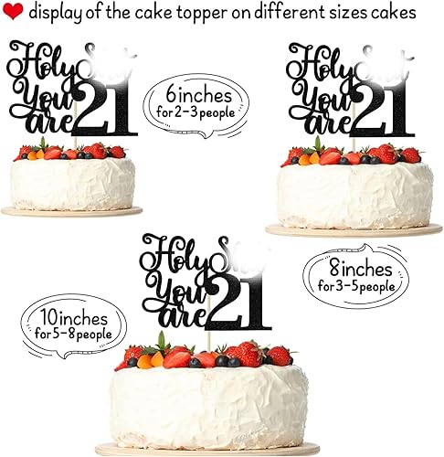 Miniatura 5 de Decoración y decoración para pastel de cumpleaños número 21 – Bye Bye/Rip Fake ID, divertidas decoraciones de fiesta para él/ella en purpurina negra