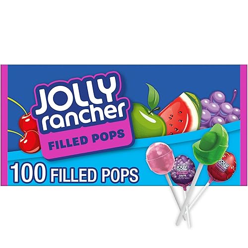 JOLLY RANCHER Paletas rellenas con sabor a frutas caja a granel de 056 onzas 100 piezas