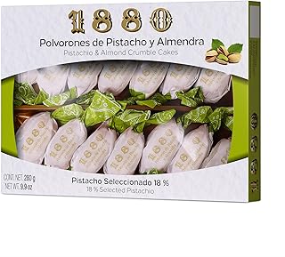 1880 - Sablés aux Pistaches et aux Amandes, Qualité suprême, Friandise Typique de Noël, Recette Artisanale, Emballage Individuel, Sablés Traditionnels, à base d'Amandes Sélectionnées, 280 grammes