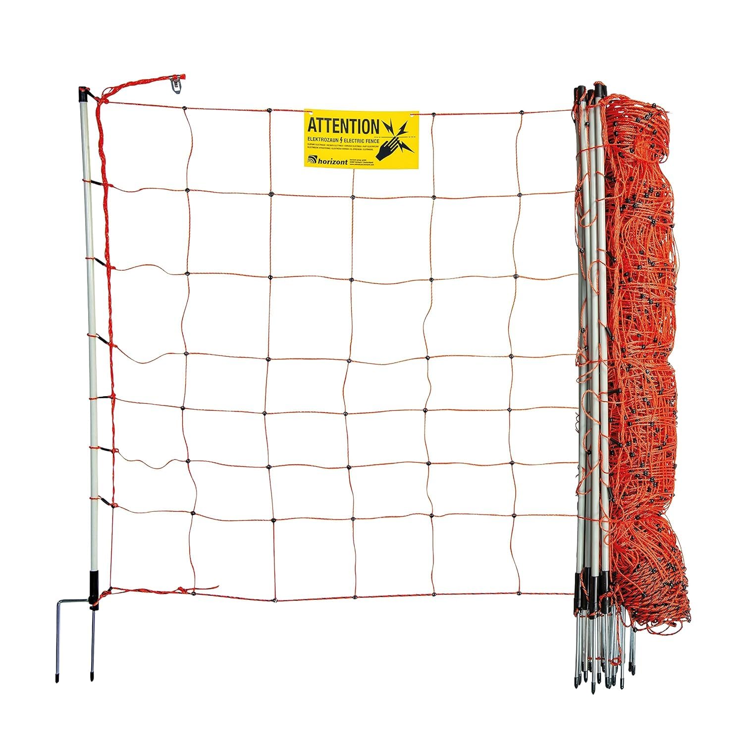Horizont strongLine Clôture électrique pour moutons 90 cm de haut – Clôture de 50 m de long, 14 piquets en fibre de verre à double pointe – Clôture mobile pour moutons, chèvres et agneaux – Ensemble