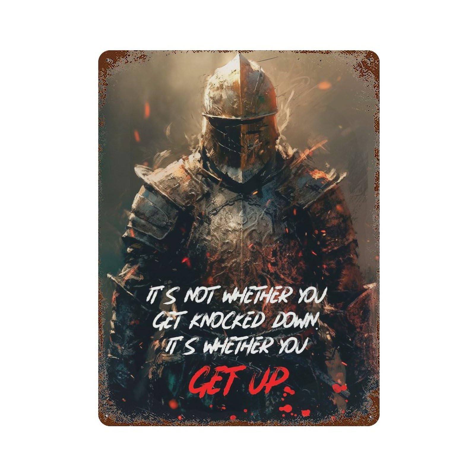 Get Up Soldier Vintage Rust Metal Sign 15.7"x11.8", Shabby Chic Decor for Living Room, Hallway And Home Decor