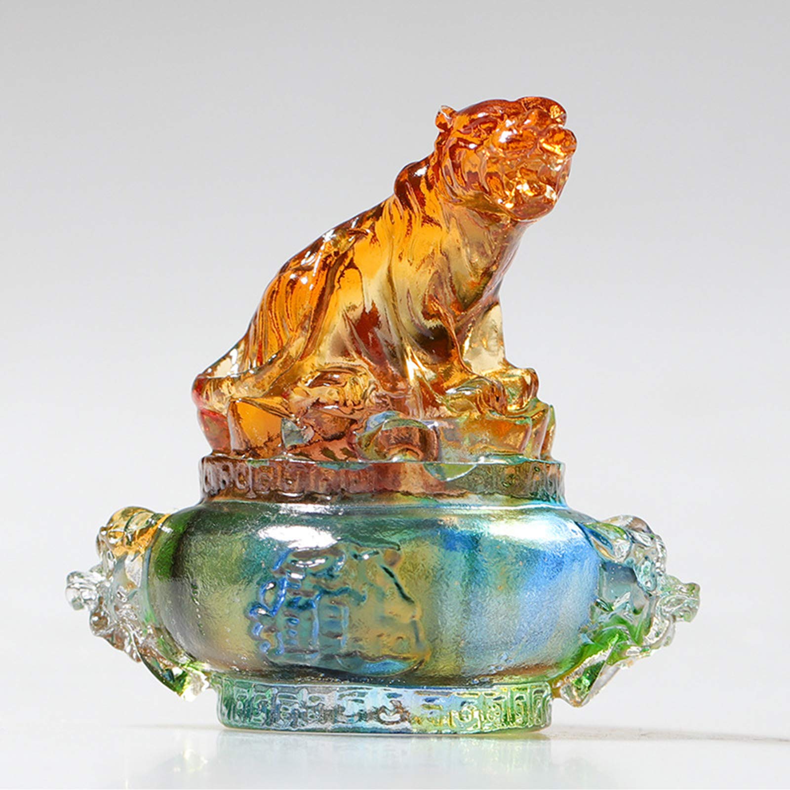 RLKHXBS Tabletop Chińskie 12 figurki statua dekoracyjna, szklana dwanaście dekoracji zwierząt pełna zestaw ozdób, męską maskotkę figurową Dekorację Dekorację, świnia