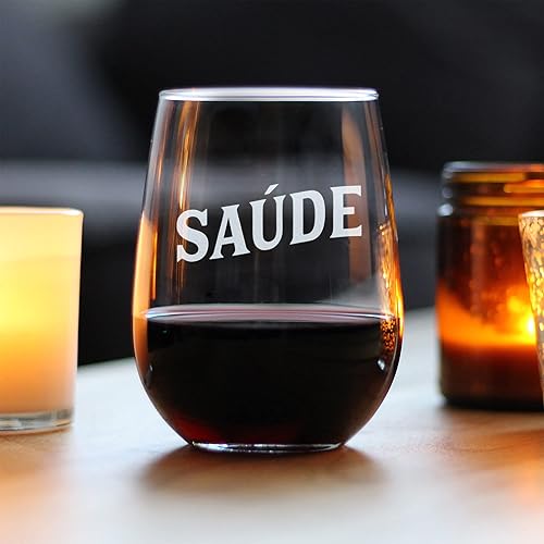 Miniatura 2 de Saude - Portuguese Cheers - Stemless Wine Glass - Cute Portugal Themed Gifts or Party Decor for Women - Large
