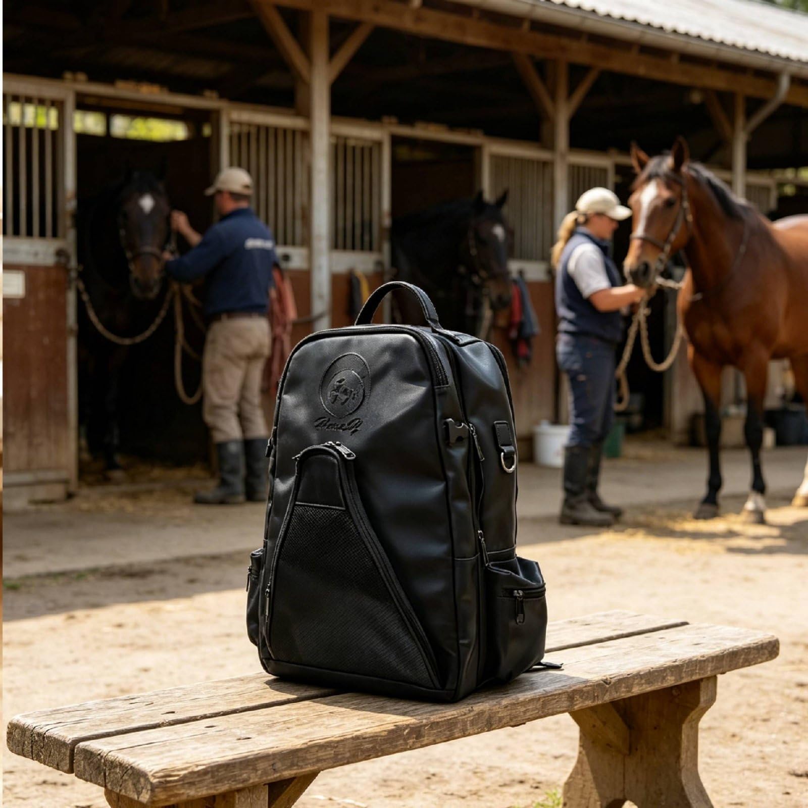 Zaino Equestre Borsa Attrezzatura Cavallo Sacca Casco Zainetto Stivali con Tasca Casco Modellata E Scomparto Stivali Ventilato Materiali Resistenti