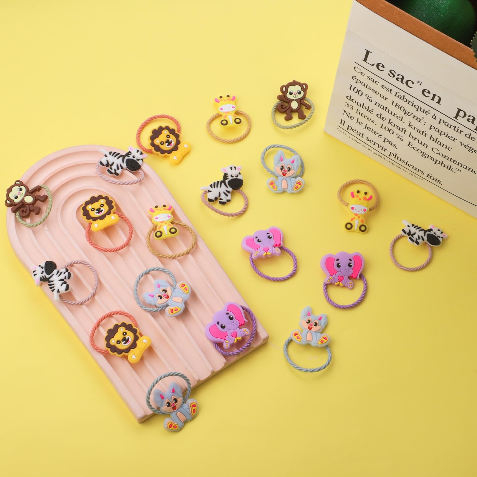 60 PCs ANIMAL Hair Ties for Women Girls Elastic Animal Hair Ties No Seamless Soft Hair Accessories - Image 3