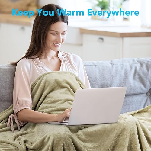 Miniatura 6 de Manta de viaje prémium para avión, almohada suave 2 en 1 con bolsa compacta, cinturón de equipaje de mano y clip para mochila, artículos esenciales