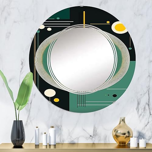 Miniatura 2 de Mid-Century Retro Dimensions IV espejo de tocador, espejos de baño, espejos de pared para sala de estar, dormitorio, espejo redondo, grande, 24 x 24