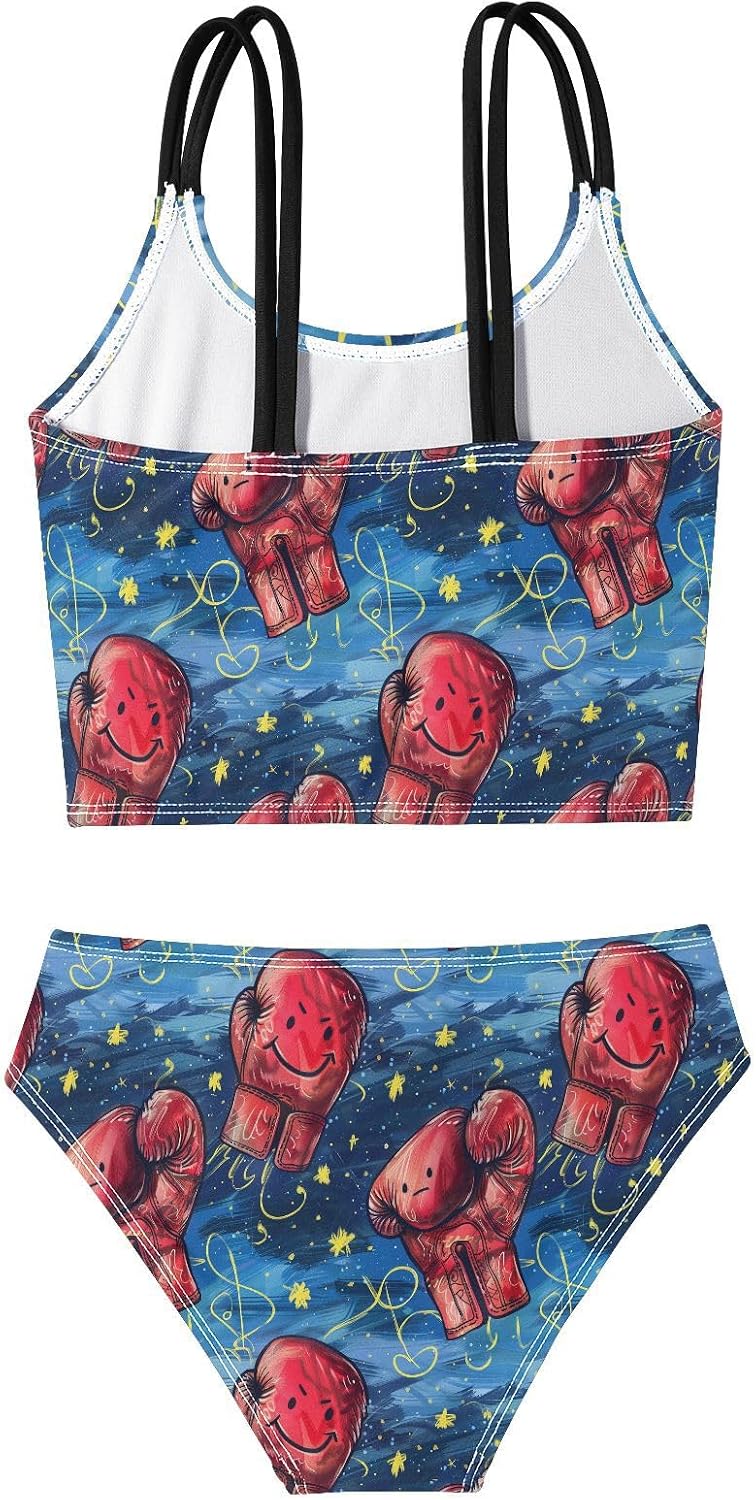 visesunny Girls Two Piece Swimsuits Star Boxing Gloves Girl's Bikini Sets Bathing Suits for Girls Size 5-12Y