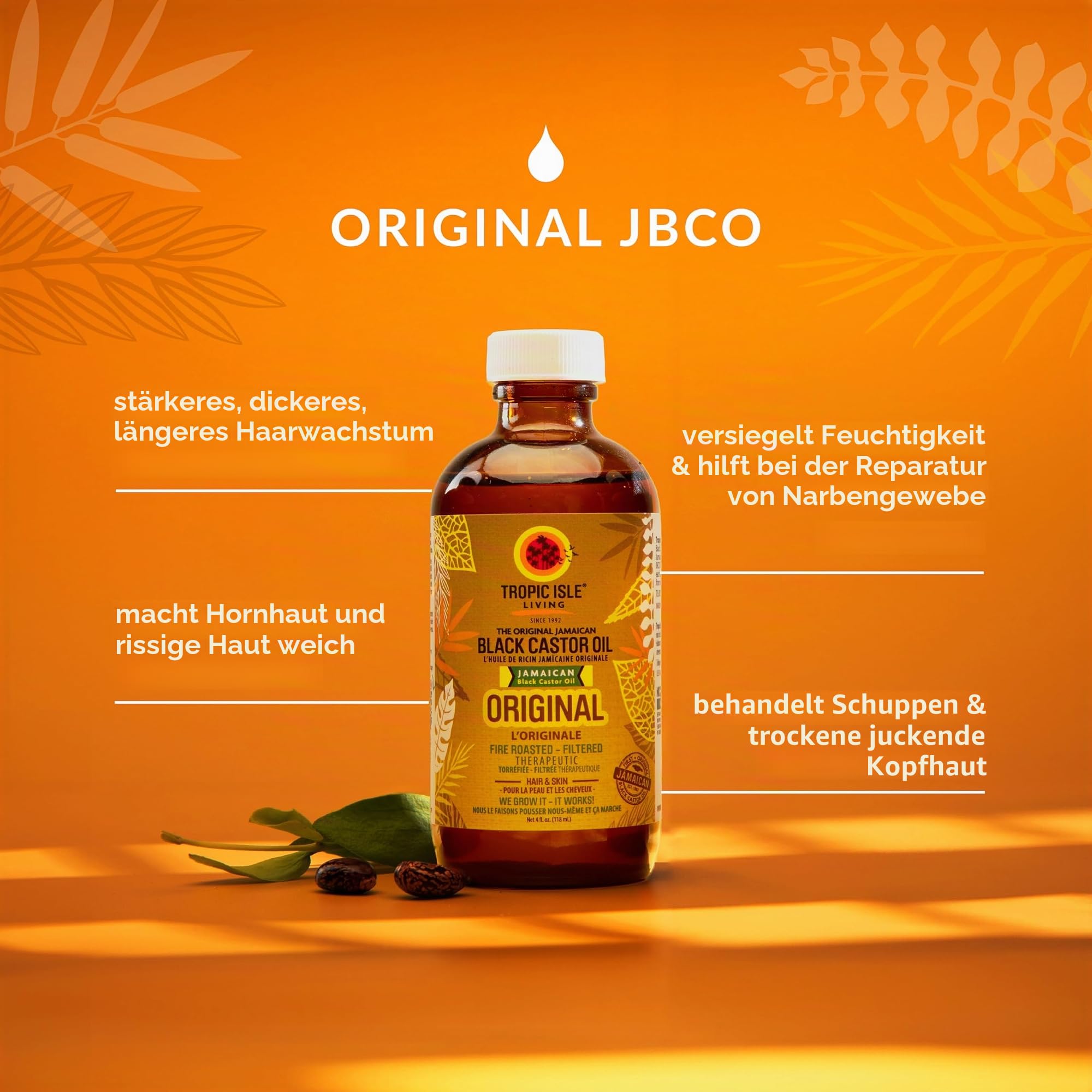 Tropic Isle Wohn-Jamaican Castor oil-8oz schwarz Kunststoff Pet Flasche