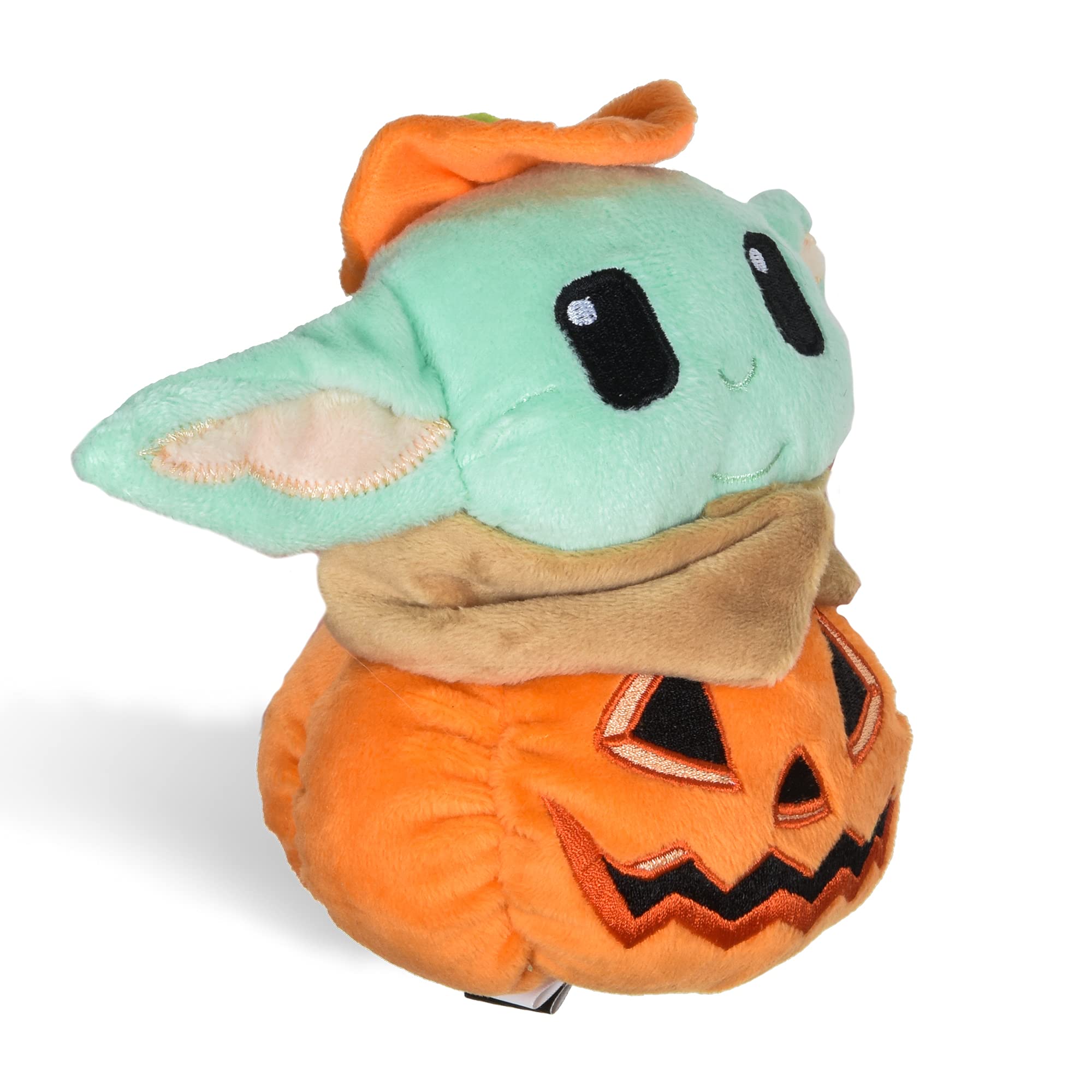 Star Wars Hundespielzeug Grogu Halloween Hundespielzeug Kürbiskopf,Kleine Hundespielzeug, Quietschendes Hundekauspielzeug Mandalorian Das Kind Hundespielzeug Plüsch, 6 Zoll