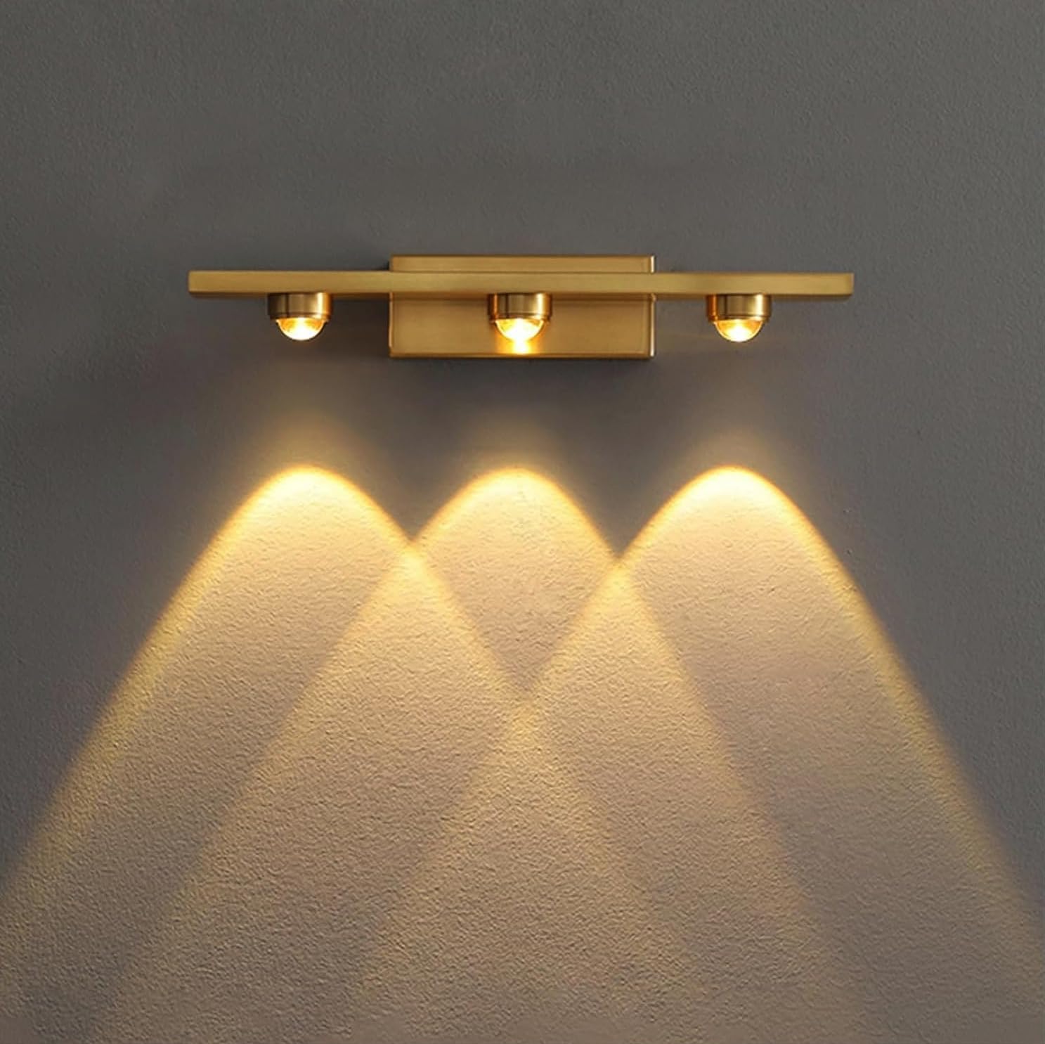 Groeien 3 LED Golden 3 watt Wall Sconce Bathroom Vanity Indoor Outdoor Light Fixtures for Mirror, Hallway,Bedroom,Indoor Wall Light(LuxeBeam-3LED)