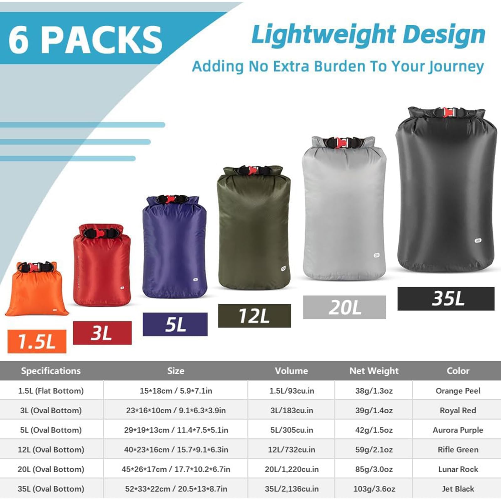 Bolsa seca de nailon de gran capacidad, organizadores ligeros para deportes acuáticos, al aire libre, bolsa impermeable
