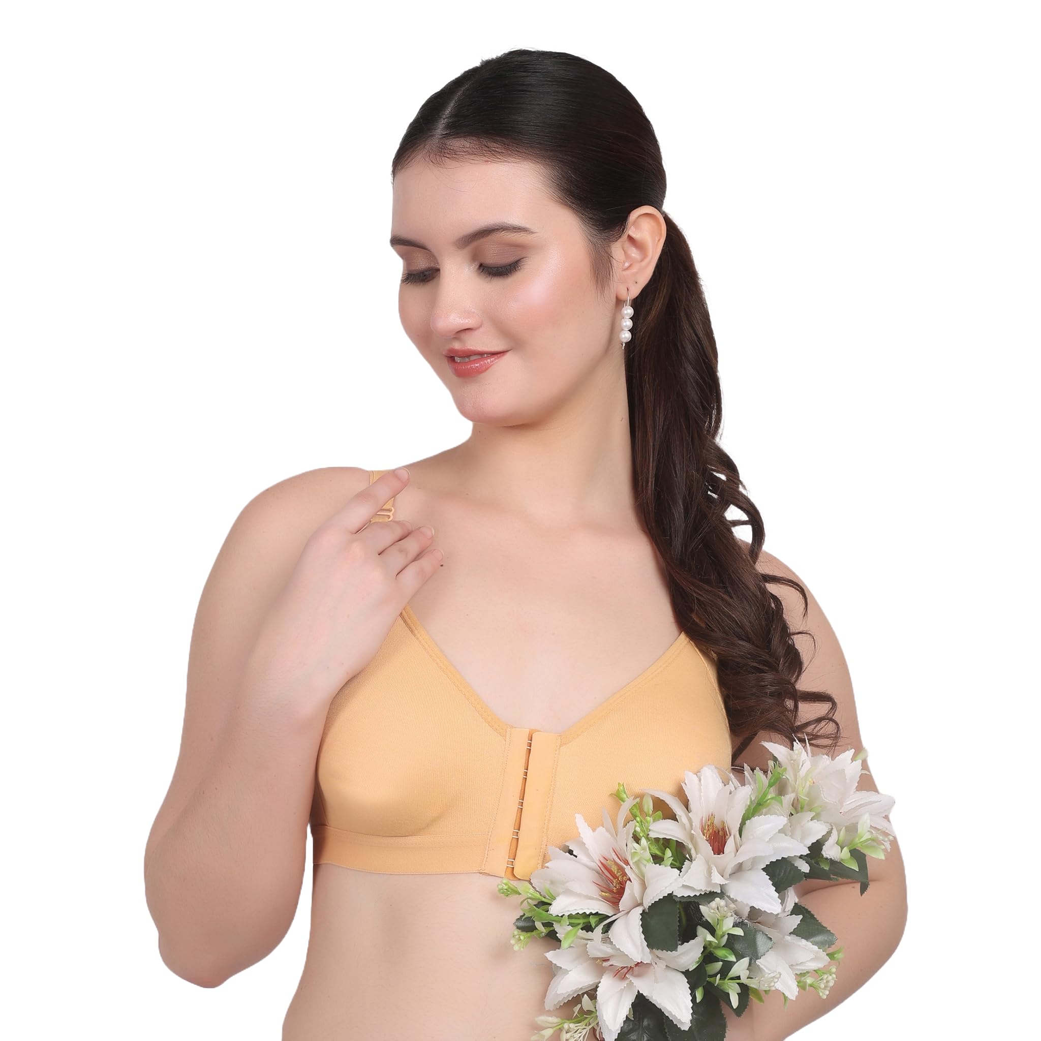 ritupal collection - identify your look, define your style Da Ritu's Women’s Front Open Red Cotton Bra Comfortable for Maternity-30-picture-21