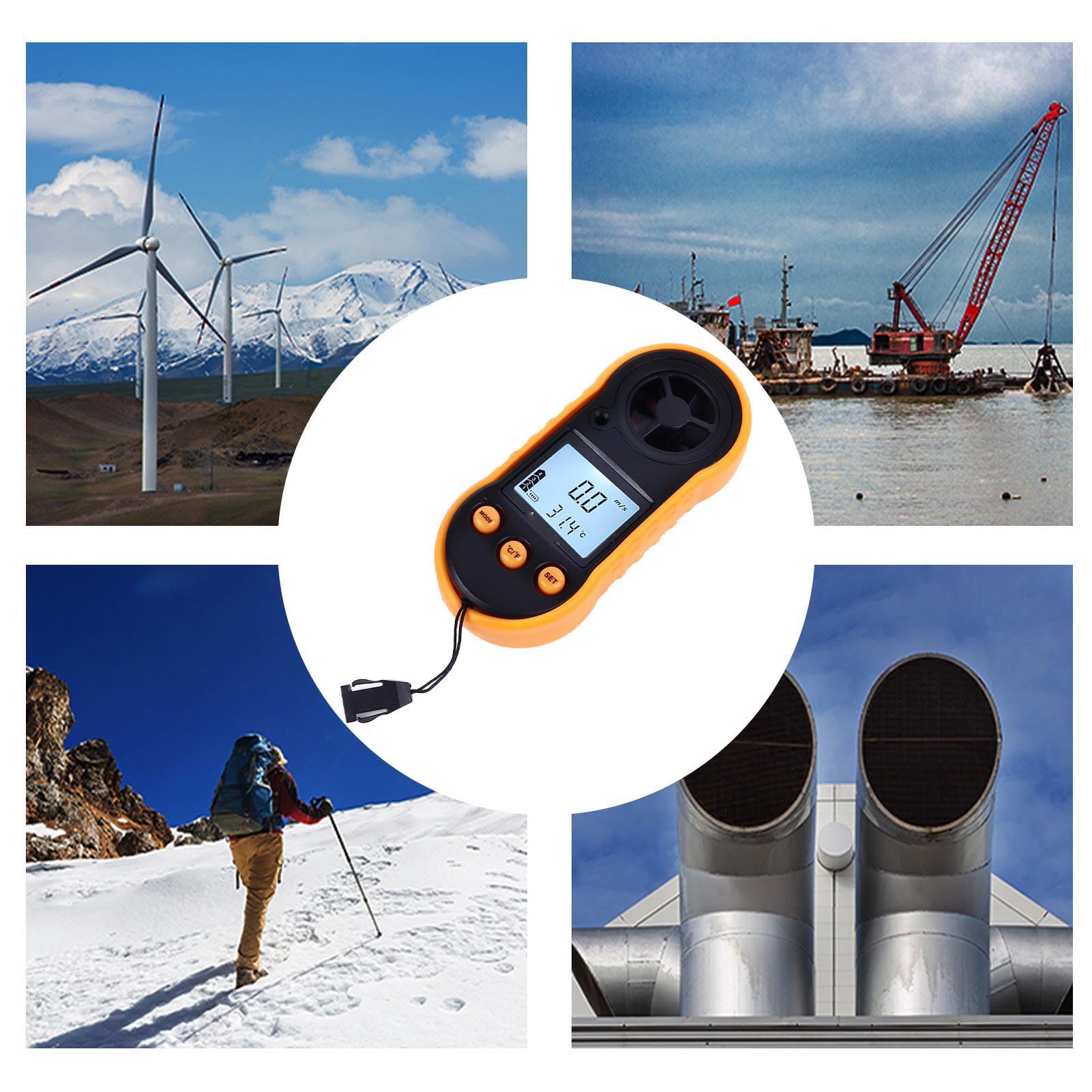 Windgeschwindigkeitsmesser, 1000 Taschen-Windmesser, Digitaler Anemometer, Hand-LCD-Hintergrundbeleuchtung, Thermomotor, Winddetektor, Luftstrommesser für Segeln,