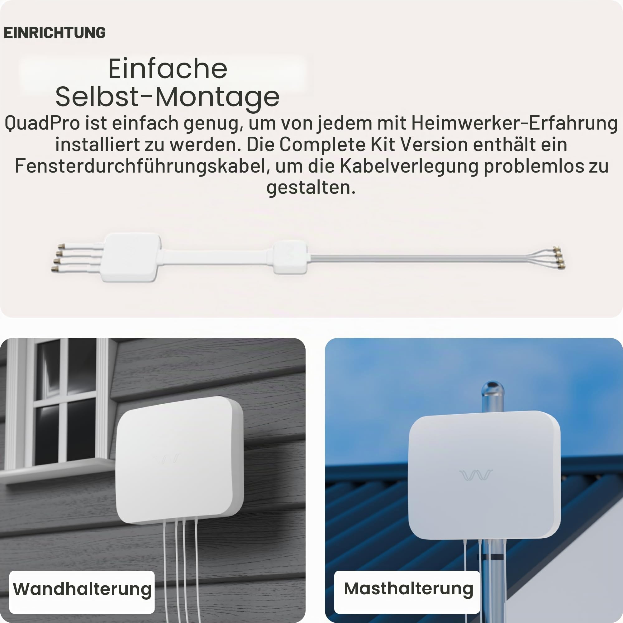 Waveform QuadPro MIMO 4x4 Panel High Gain Antenne für 4G & 5G Cellular Hotspots, Router und Gateways, für Vodafone, Deutsche Telekom und O2, nur Antenne