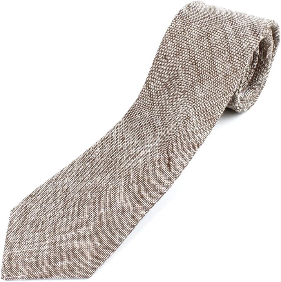 Men's Cotton Linen Skinny Necktie Tie Sand Wash Solor Color Pattern - 2 1/2" Width