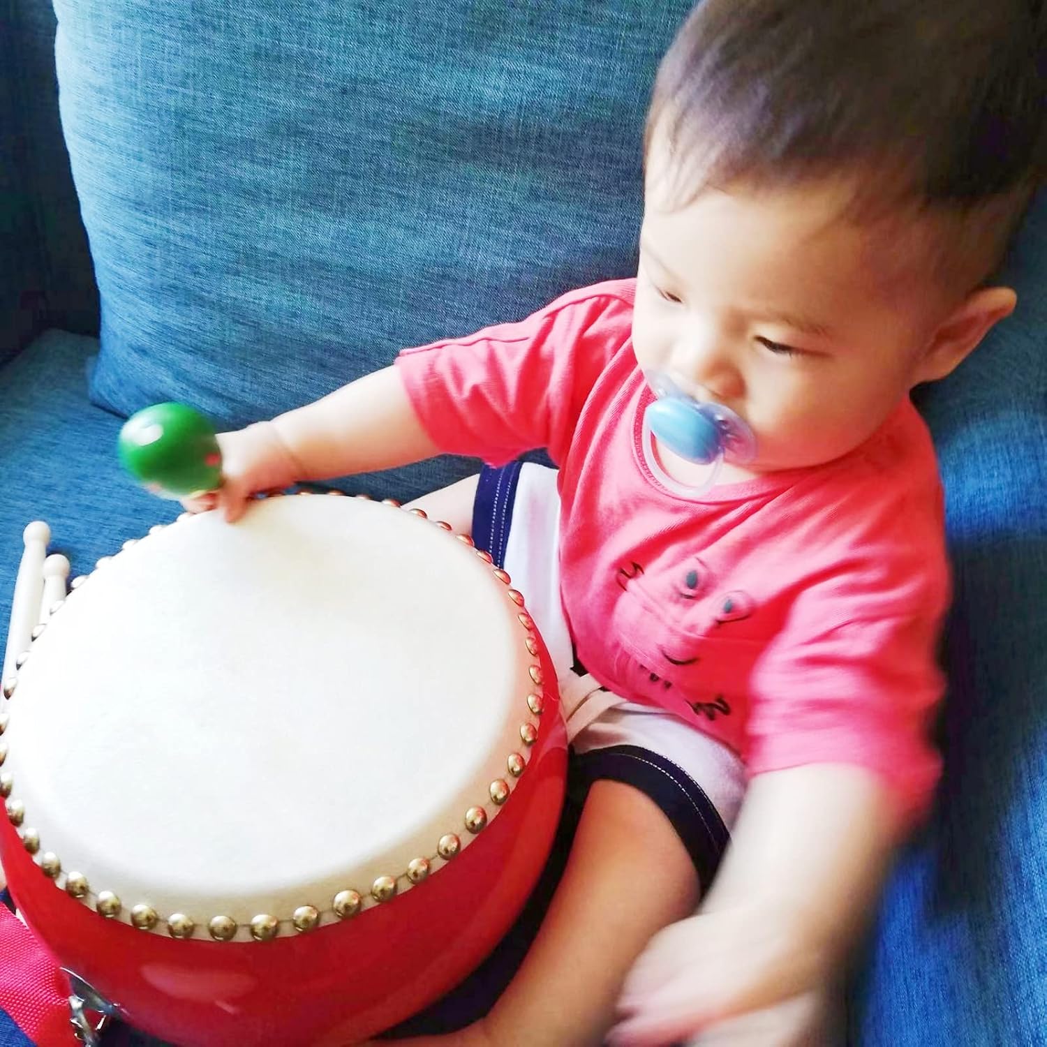 Drums Percussion Chinese Drum Hand Tambourine Taiko Bongos Musical Gifts Instruments for Kids Sensory Learning Set Little Boy Kids Toys