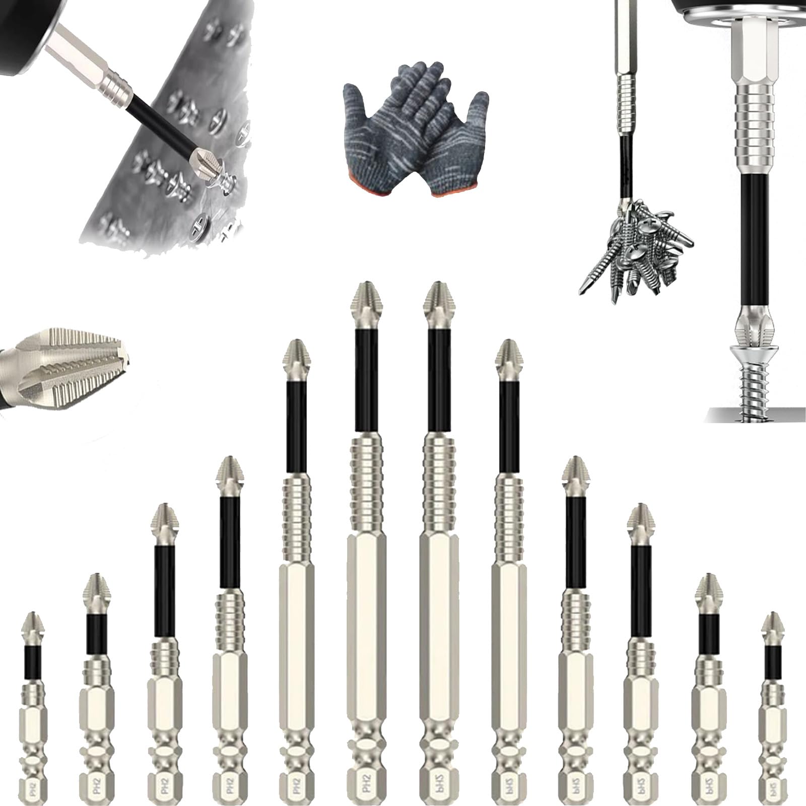 K5 Anti Slip Bit, High Magnetic Screwdriver Drill Bit Set, 2025 New Upgrade Anti Slip Ph2 Impact Driver Set, Alloy Steel Materia Impact Resistant Bits