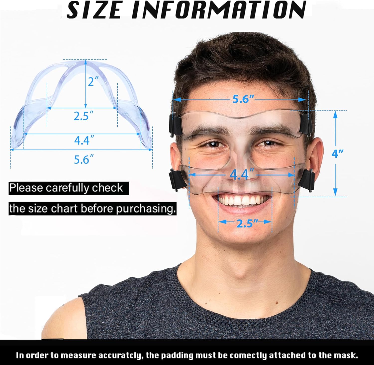 AF01A Nose Guard for Broken Nose Adults Adjustable Basketball Soccer Sports Face Shield Mask with Foam Padding & Stickers for Women Men Youths Teens