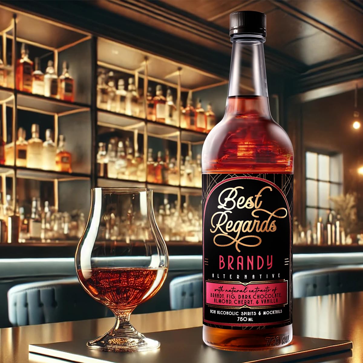 BEST REGARDS Brandy Alternative | Non-Alcoholic | The World’s Leading Developer of Non-Alcoholic Spirits, Liqueurs & Mocktails | 25.4 FL OZ (750 ML)