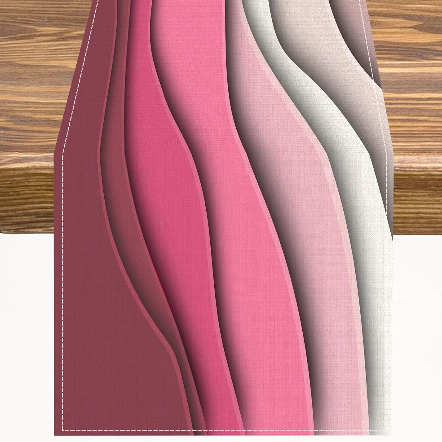 Pink Ombre Table Runner Modern Geometric Abstract Art Aesthetic Kitchen Dinner Runner for Indoor Home Living Room Party Dining Table Decoration 13"x108"
