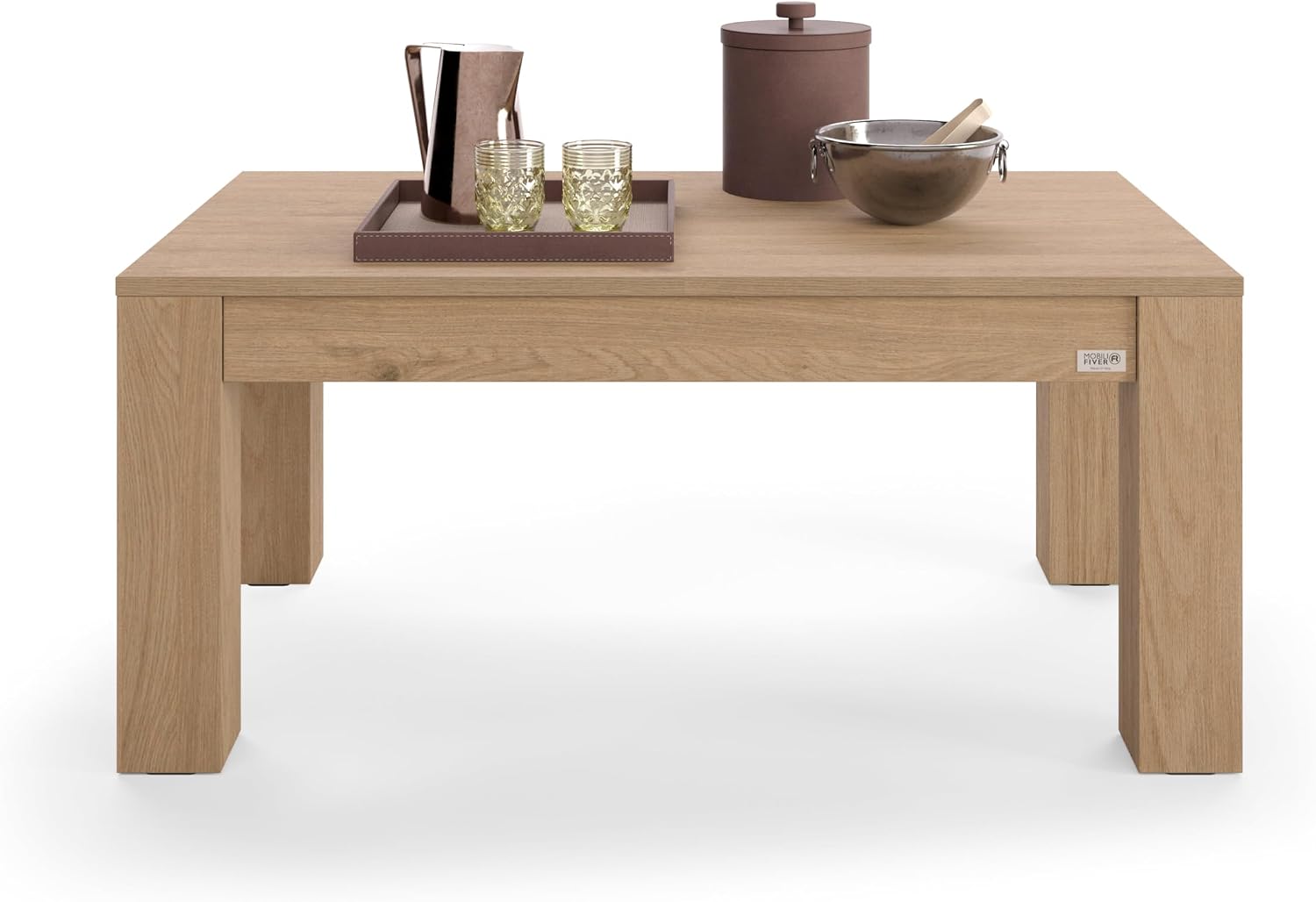 Mobili Fiver, Rachele Coffee Table 41x24 in, Light Oak, Melamine-Finished, Modern Coffee Table, Italian Furniture