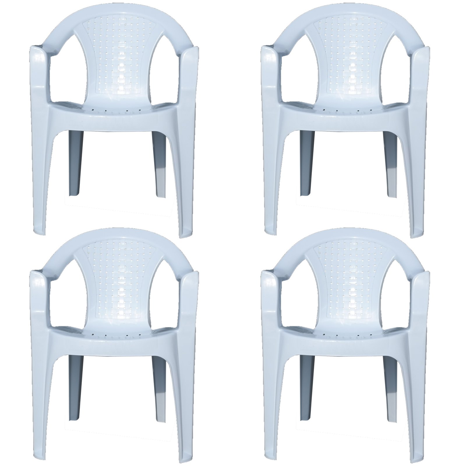 Indoor & Outdoor White Plastic Lawn Chairs Garden Patio Armchair
