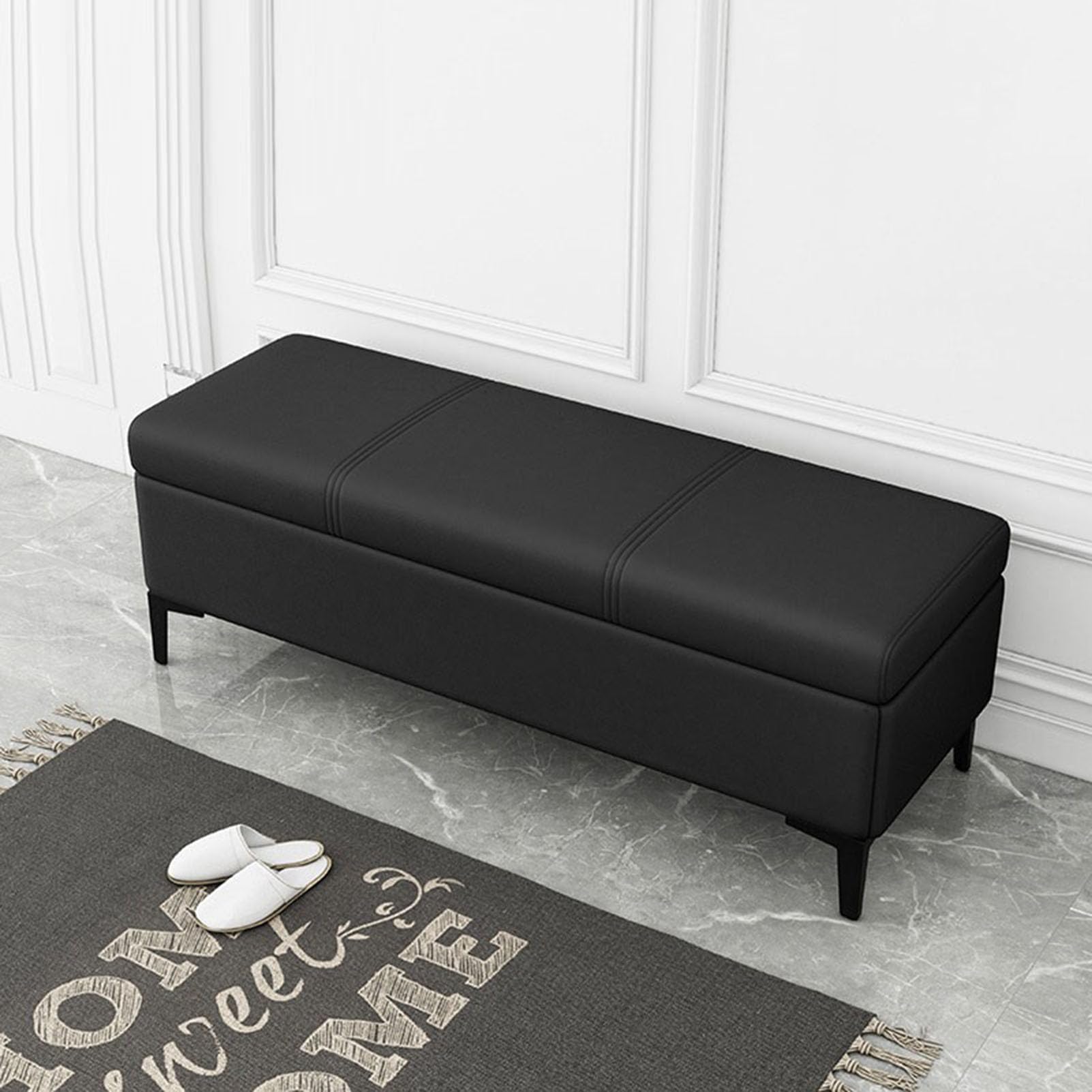 GDMDPTE Leather Upholstered Storage Ottoman Bench with Hidden Compartment Ideal Footstool for Blankets & Toys Stylish Shoe Change Bench & Footrest
