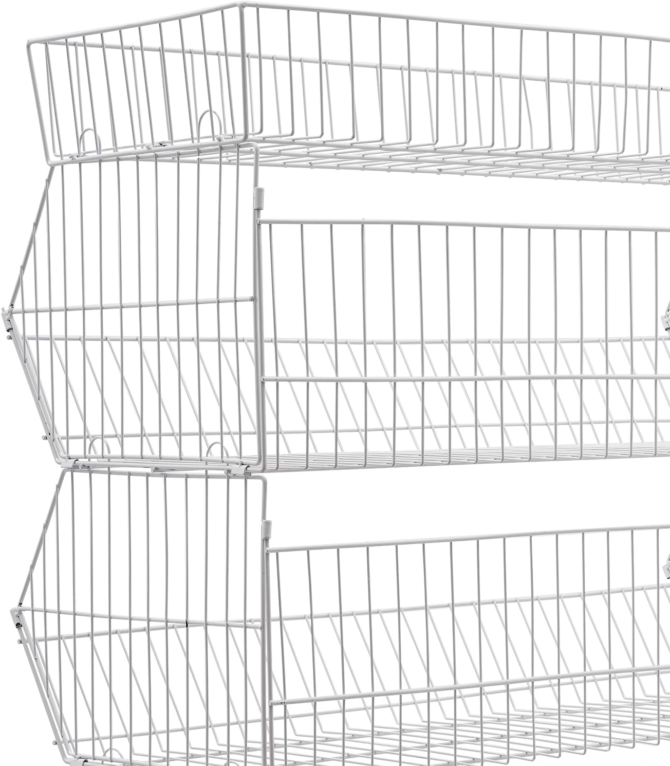 5-Tier Metal Retail Display Rack with Wheels, Heavy Duty Fruit Store Storage Shelf Vegetable Snack Basket for Home Kitchen Supermarket Warehouse, 35 * 18 * 55in- White