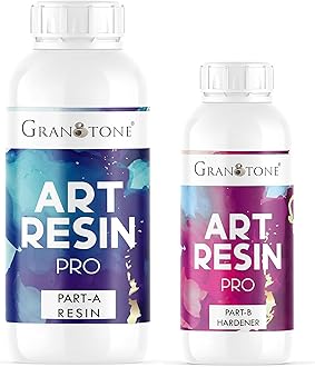 GRANOTONE Crystal Clear 2:1 Epoxy UV Resin and Hardener 300 Grams Liquid Art Kit Long Lasting Smooth Finish Non Toxic Easy to Use with Self Leveling Suitable for Jewellery and Keychain Making