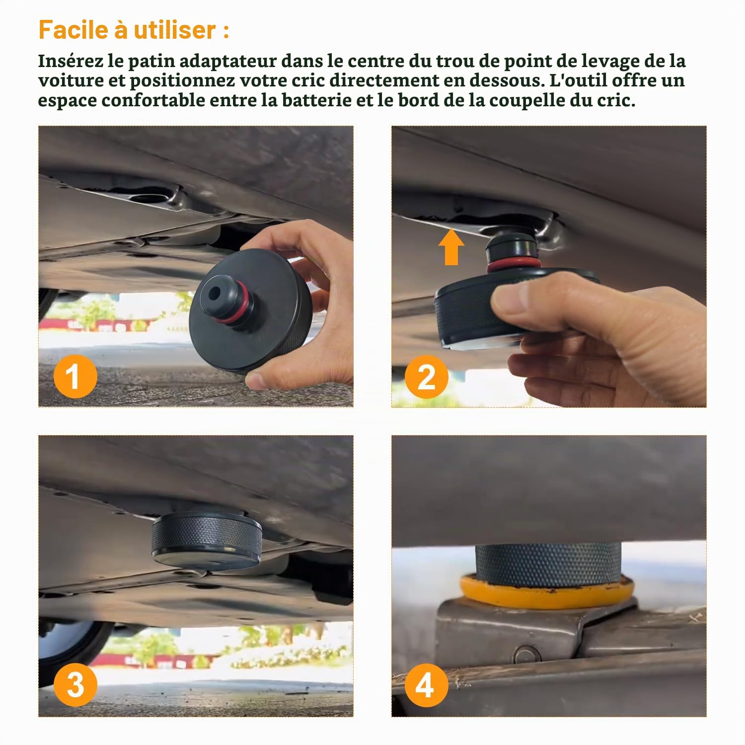 4 Pièces Jack Pad Tampon Compatible with Tesla Model 3/Y/S/X, Coussinet de Levage en Caoutchouc avec Mallette de Rangement, Tampon Cric, Patins de Levage pour Cric