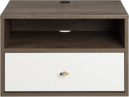 Miniatura 15 de Prepac Mesita de noche flotante de transición con 1 cajón con estante abierto, mesita de noche montada en la pared, muebles de dormitorio Negro