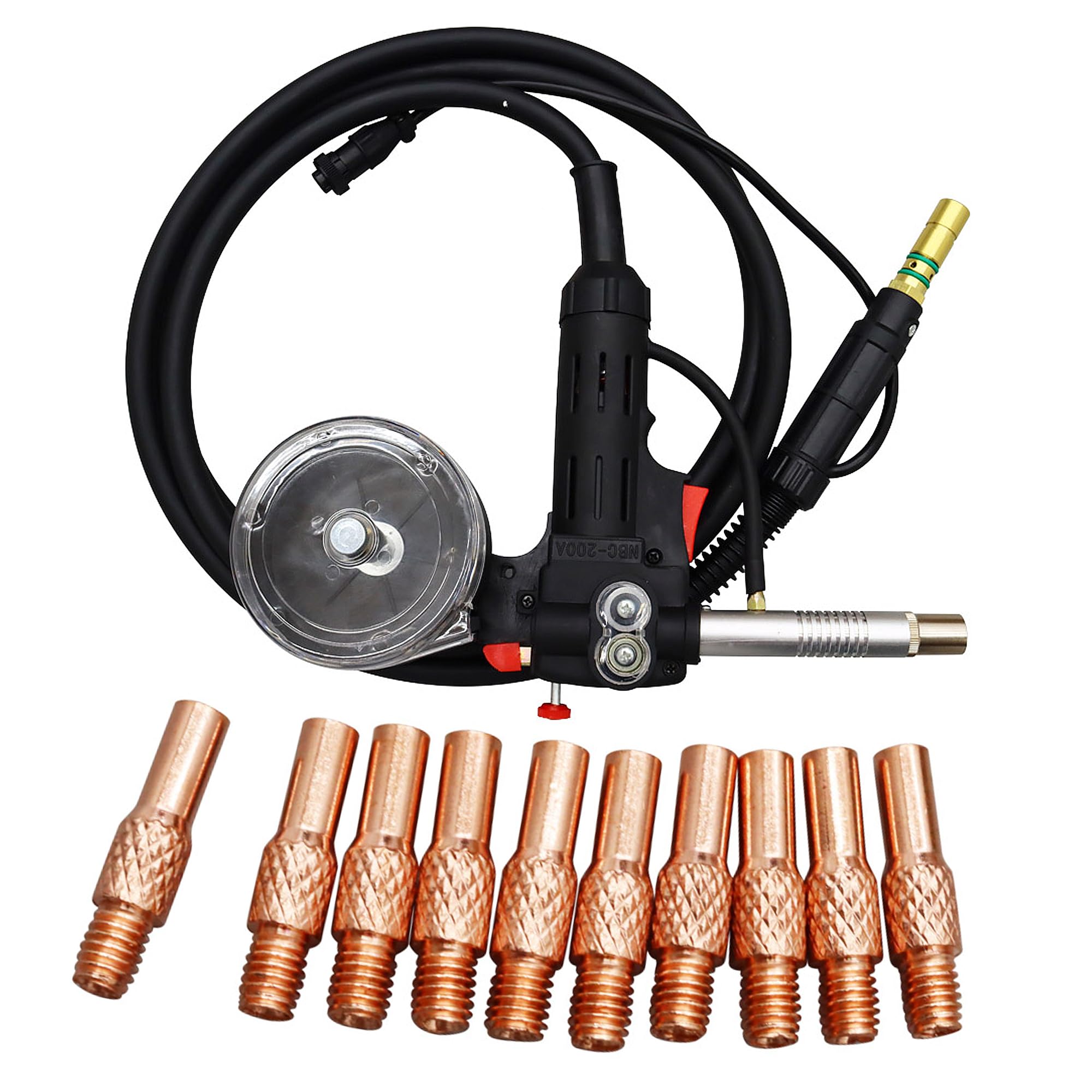 HQHAOTWU Spool Gun Aluminum Welding Spool Gun Fits Miller 300371 Millermatic 140 141 211 Spoolmate 100 Welder Aluminum Welding Torch Welder Tool with 10PCS 0.8mm Conductive Nozzles