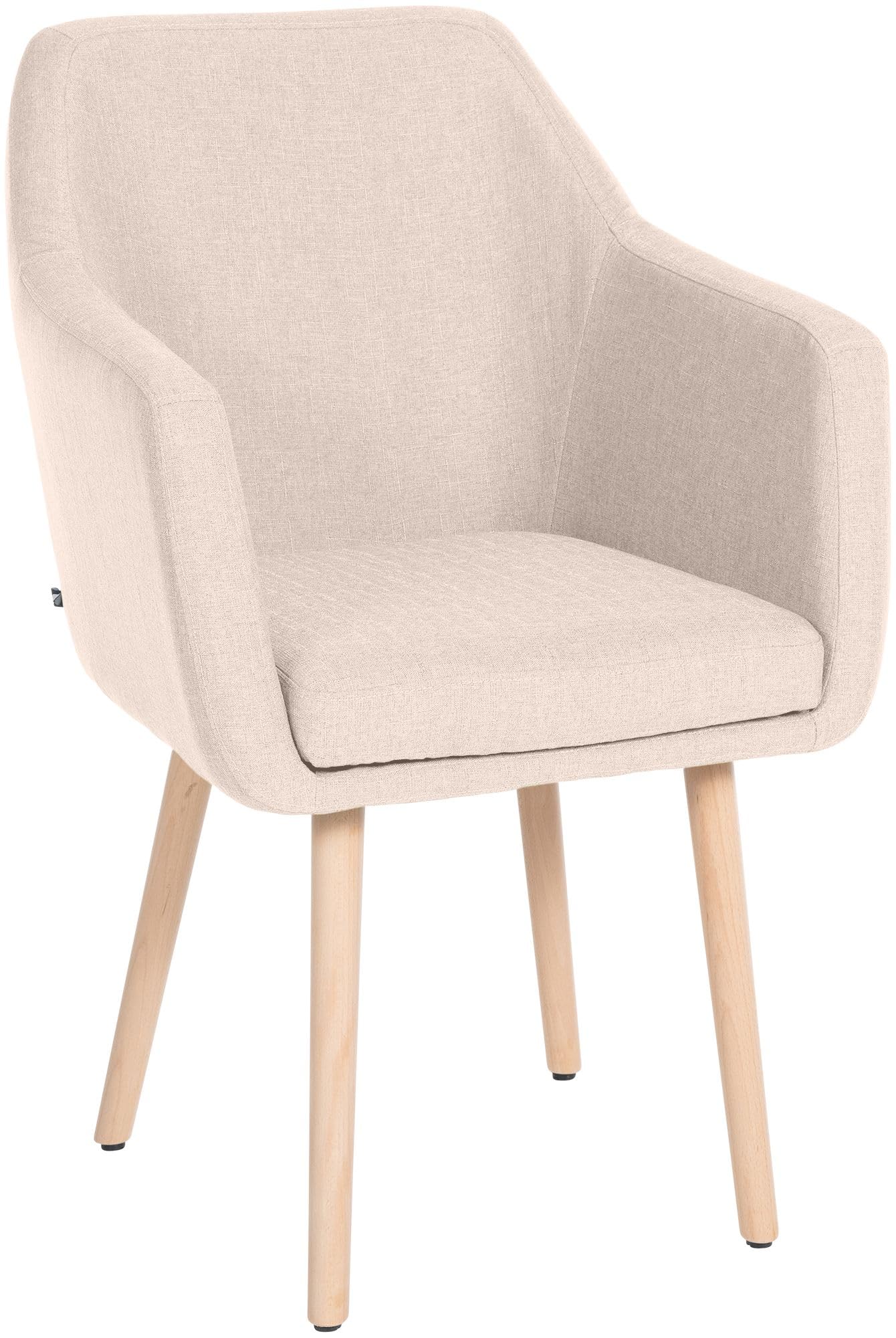 CLP Silla De Salón Utrecht Acolchada & Tapizada En Tela I Butaca De Dormitorio Moderna con Base De Madera I Color:Beige;Color del Marco:Natura