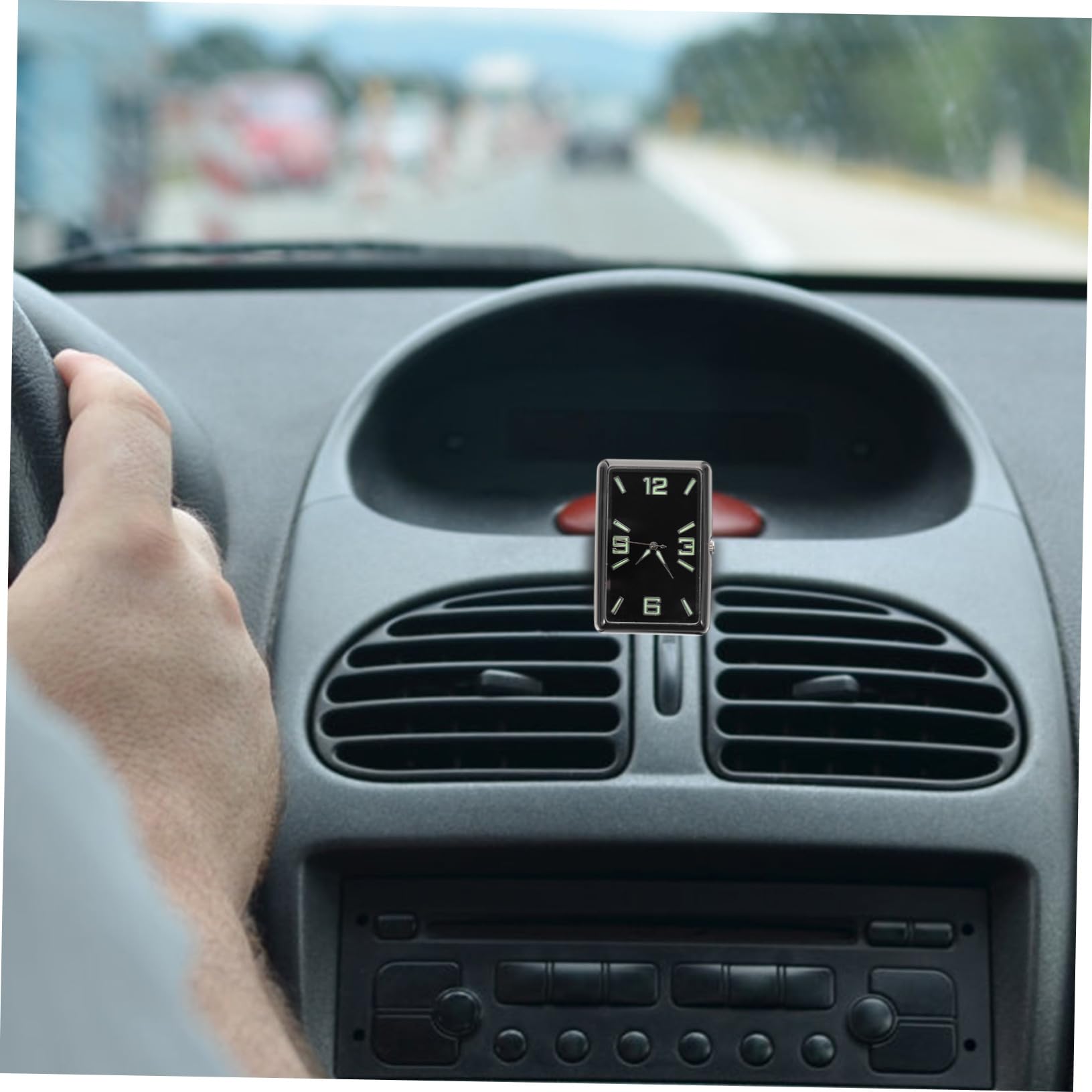 Reloj Analógico para Coche y Cuadrado con Diseño Sencillo para Salpicadero y Oficina Fácil Instalación y Visualización Clara