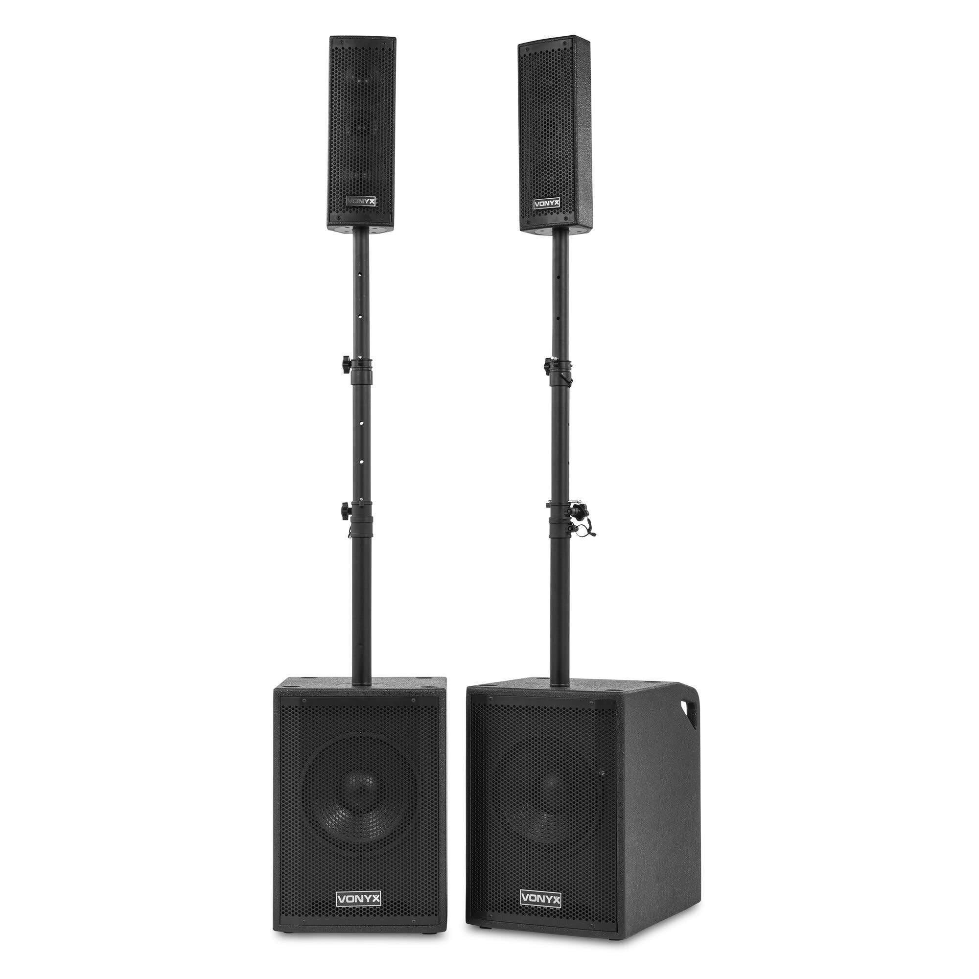VONYX VX1020BT - Système de sonorisation Actif 1050W 2×10″ avec BT sans Fil, USB, Micro & télécommande - Idéal DJ, soirées et événements
