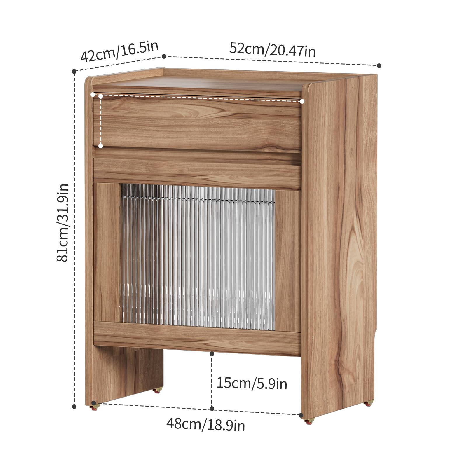 PAKASEPT Mobile Robot Vacuum Storage Cabinet Side Table, Multi Tier End Cabinet with Wheels for Living Room Kitchen