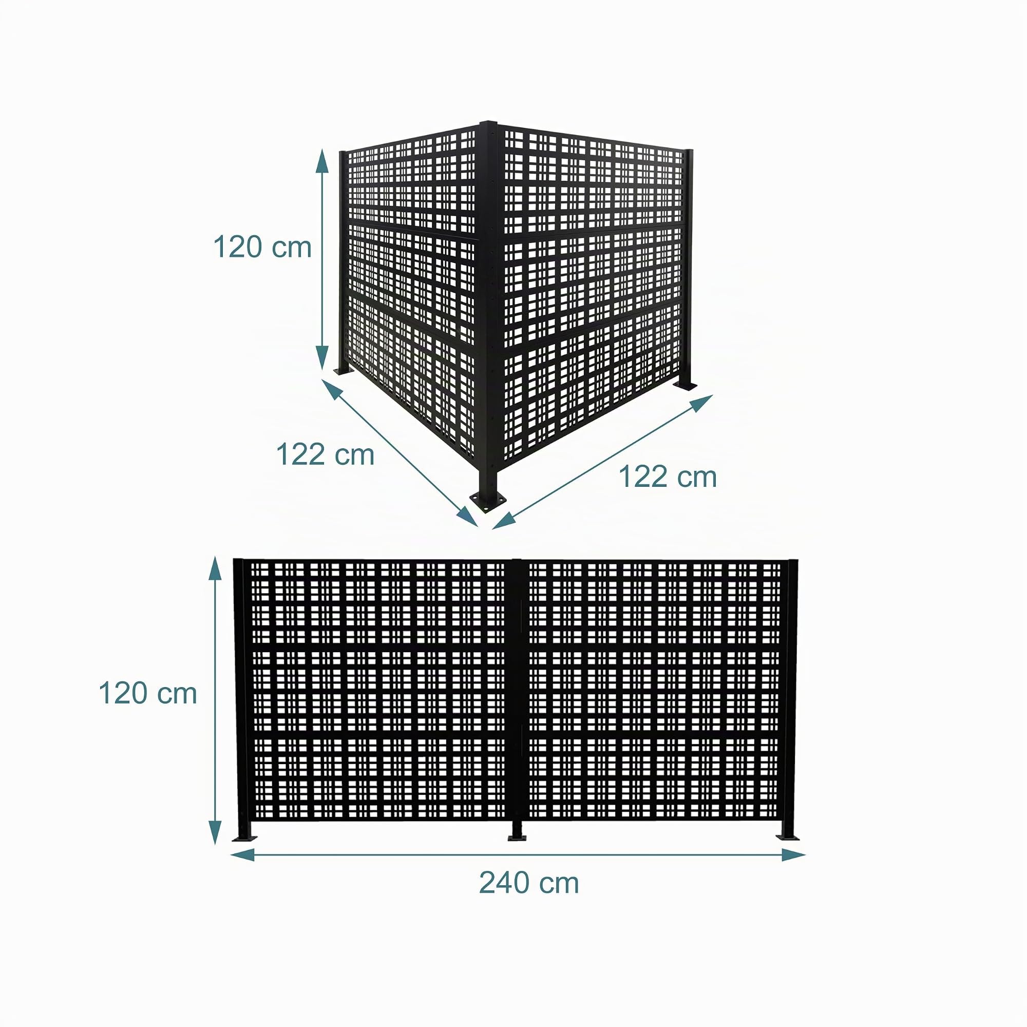 Relaxdays Cache-poubelles Carré en Panneaux Modulaires 120x120 cm Noir