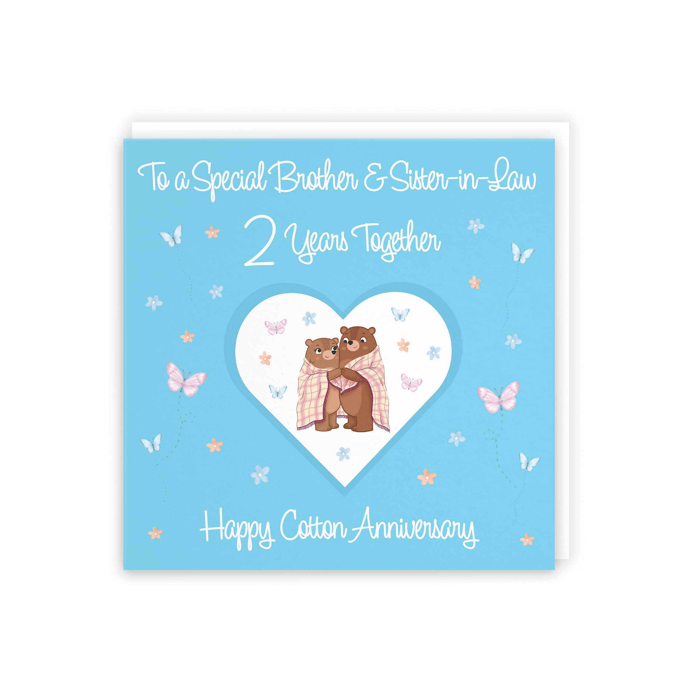 Hunts England, Brother & Sister-in-Law 2nd Anniversary Card, 2 Years, Cotton Anniversary, Romantic Meadows, Fun Card - Image 3