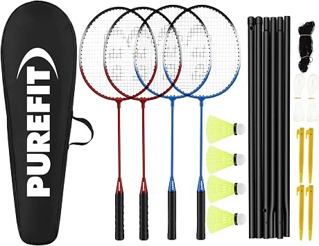 Badminton Set with Shuttlecocks and Carry Bag - Durable Rackets Set - Outdoor Garden Beach Sports