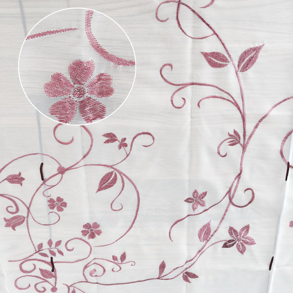 Store Romain Semi-Transparent Motif Brindilles Blanc 80×140 Cm – Voilage Raffrollo Élégant Fenêtre