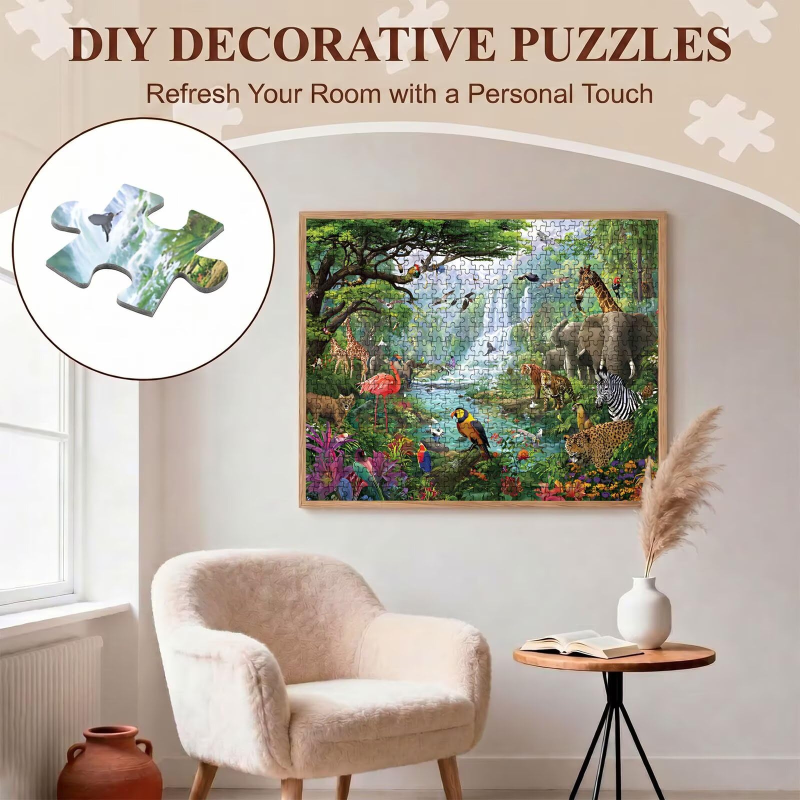 Puzzle 4000 Teile, Holzpuzzle Erwachsene 141 x 87 cm, Kniffliges Denksport Spiel, Großer Puzzlespaß für anspruchsvolle Liebhaber, Familienspiel, Puzzles für Dekor und Geschenk Tier tropisch f0-158