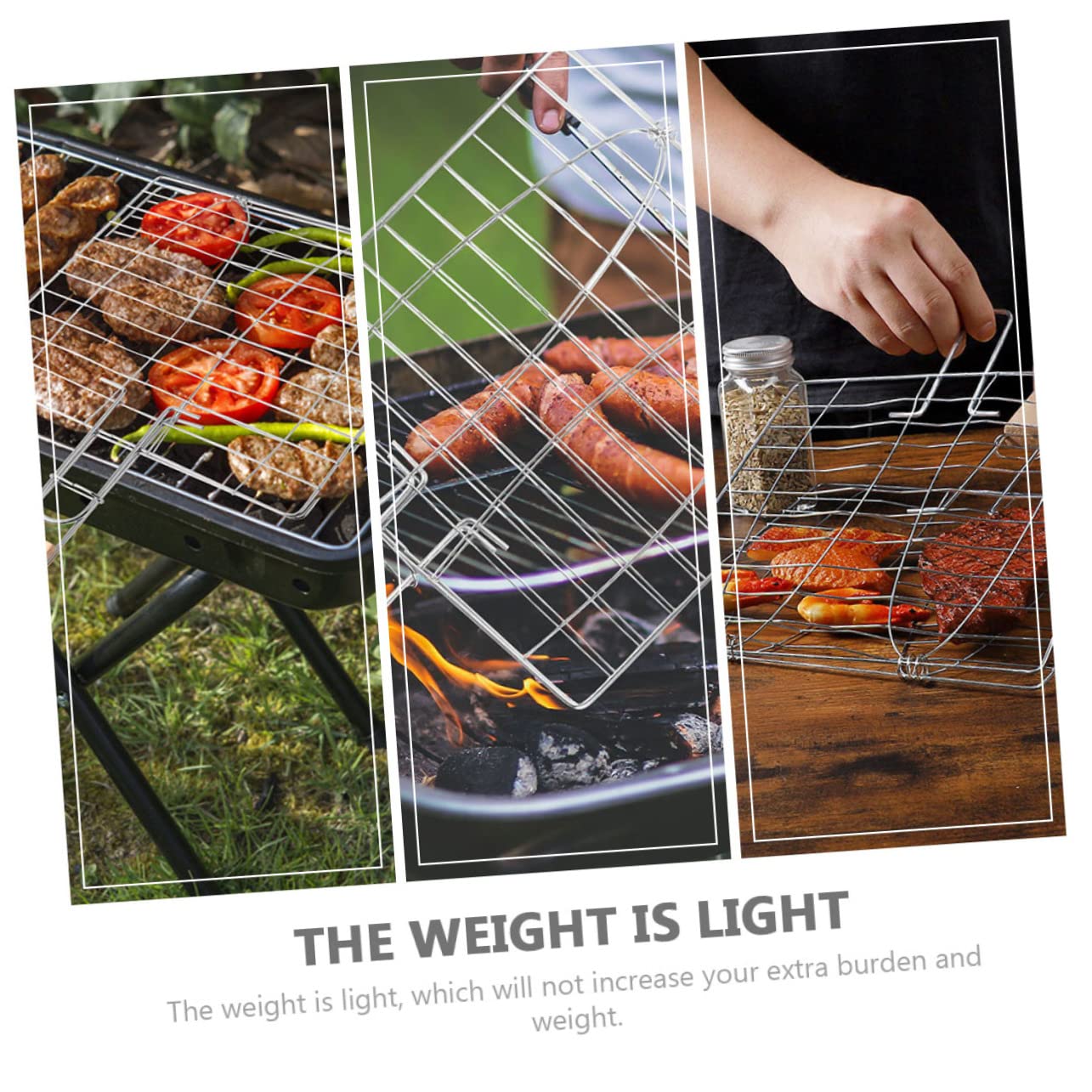 HANABASS 2pezzi Reti Per Barbecue in Inox Cestini Per Grigliate Utensili Per Grigliare Pesce Con Manico Ergonomico Facile Da Pulire Per Barbecue All Aperto e Picnic