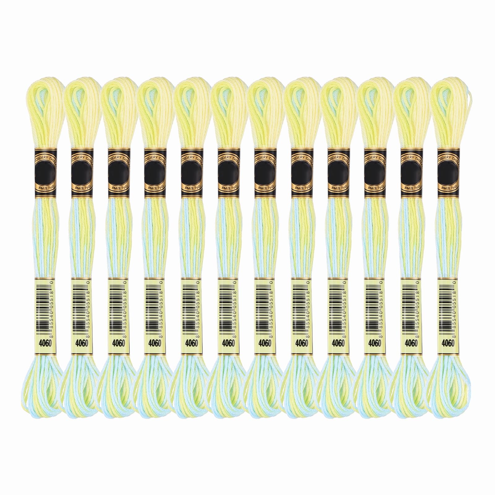 PATIKIL 12 Skeins Embroidery Floss, Gradient Colors Polyester Embroidery Threads Bracelets String for Cross-Stitch Hand Embroidery, Light Yellow Green