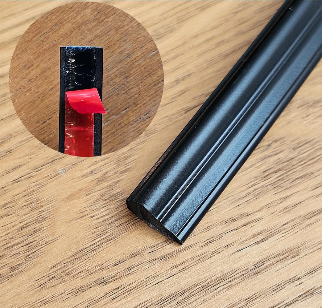 LaRolls Door Mouldings, Peel and Stick Wall Molding Trim Flexible Chair Rail Corner Trim Paintable Self Adhesive Décor Strip for Ornamentation & DIY Home Remodeling, 10FT, Black
