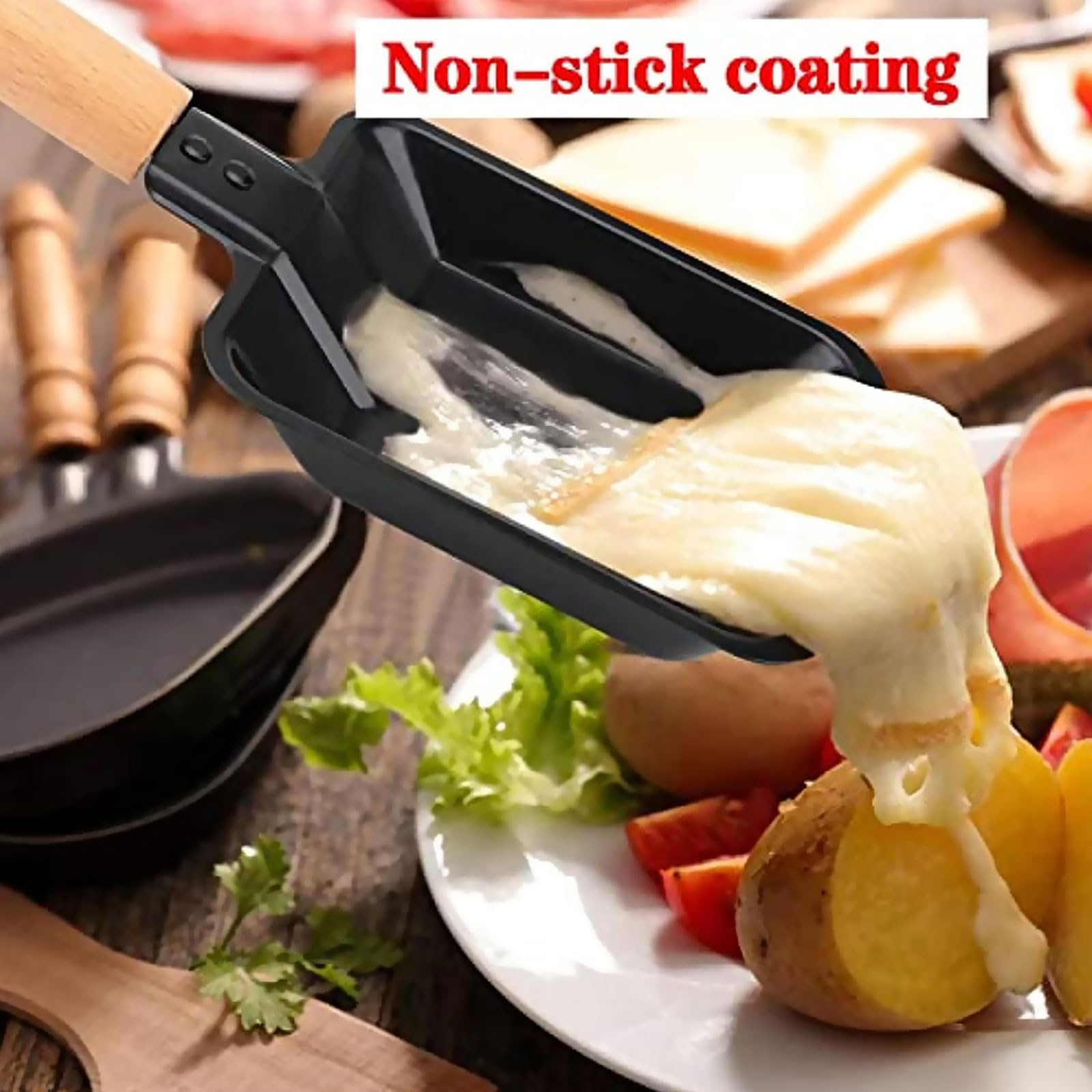 Mini zestaw do sera, nieprzywierająca patelnia do grilla, zestaw kuchenek, przenośny przyrząd do krojenia sera raclette z szpatułką, narzędzia do grillowania w kuchni