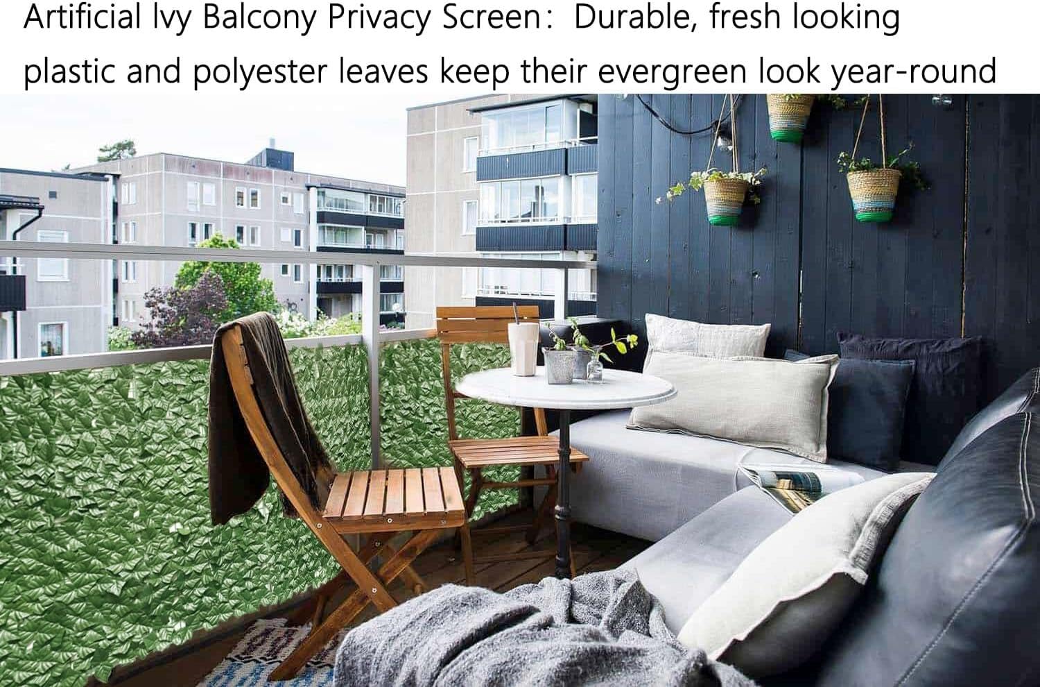 Clôture de confidentialité en lierre artificiel de 299,7 x 100,1 cm - Brise-vue pour balcon - Haie de lierre synthétique - Décoration murale