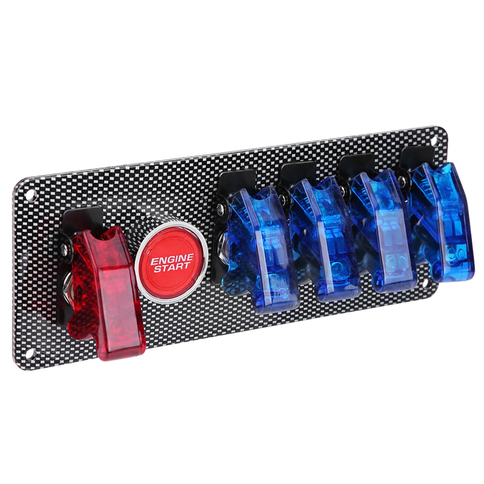Panel Con Interruptor De Encendido, 6 En 1 Kit De Control De Botón De Arranque Del Motor Del Panel Del Interruptor De Encendido Automático Del Coche De Carreras 12V
