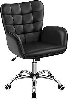 Yaheetech Bürostuhl Ergonomischer Schreibtischstuhl Bürohocker Arbeitsstuhl Drehstuhl höhenverstellbar Polsterstuhl Computerstuhl mit Armlehne und Rollen bis 136 KG belastbar Schwarz